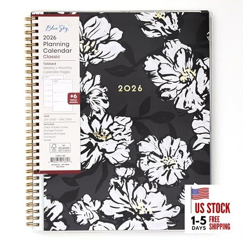  2026 Weekly and Monthly Planner Calendar, 8.5" x 11" Baccara Dark- 2026