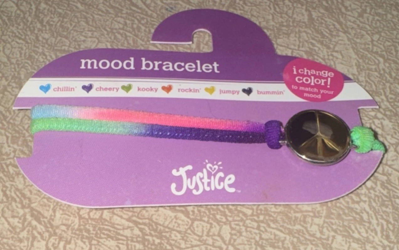 Justice Mood Bracelet Color-Changing Peace Sign Adjustable Charm Multicolor Gir…