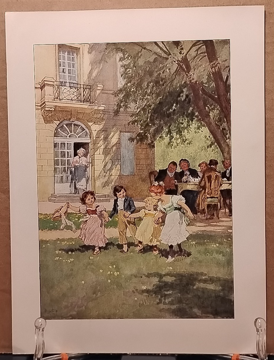 1911 - CHILDREN AT PLAY - Antique German Book Print Lithograph
