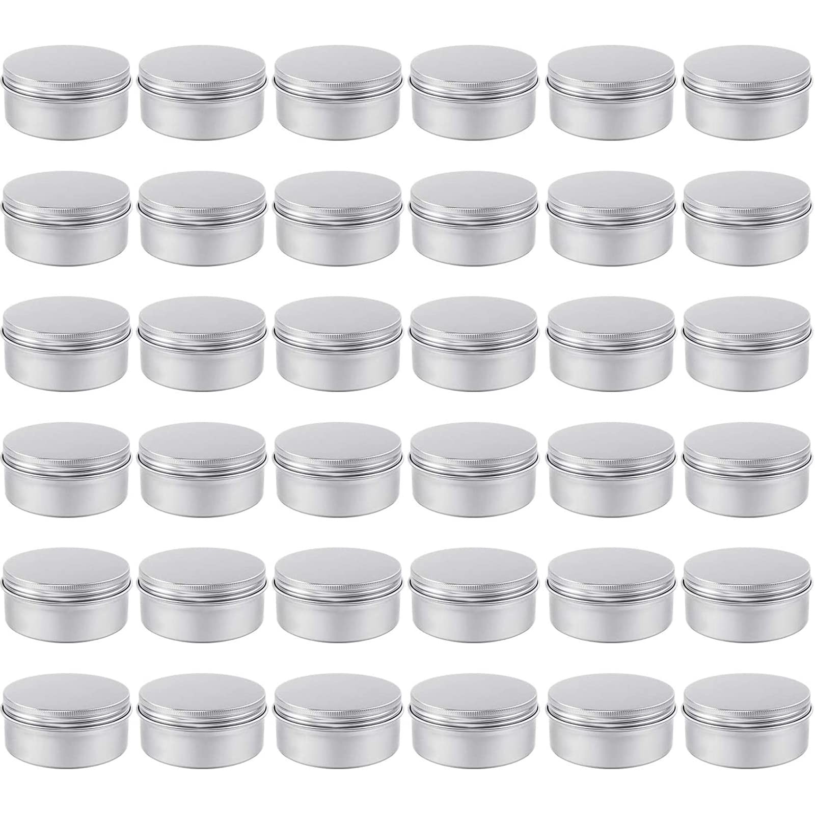 Moretoes 36pcs Tin, 4oz Metal Round Tins, Aluminum Empty 120 ml, Silver 