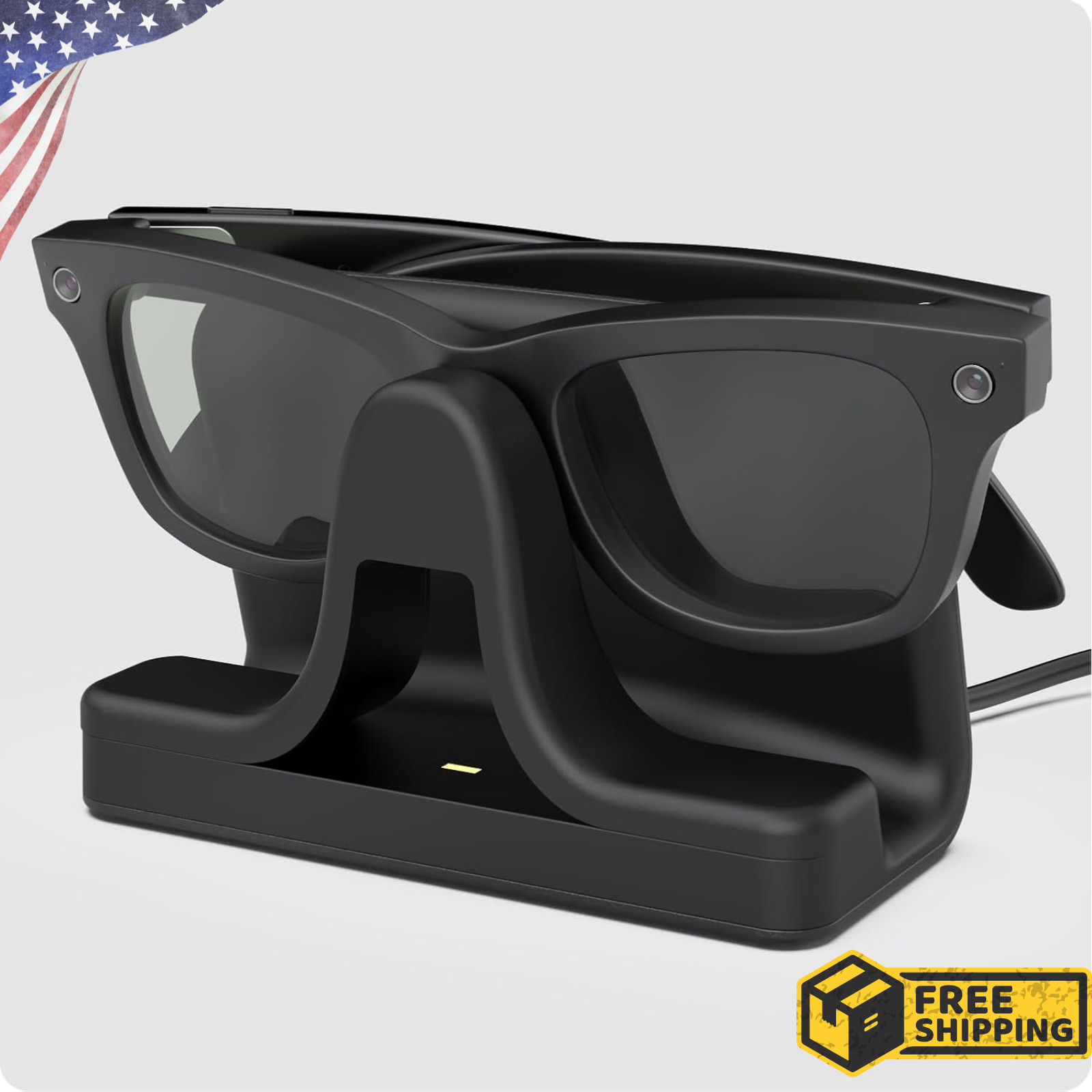 Charging Stand & Cable Compatible with Ray-Ban Meta Smart Glasses - Black