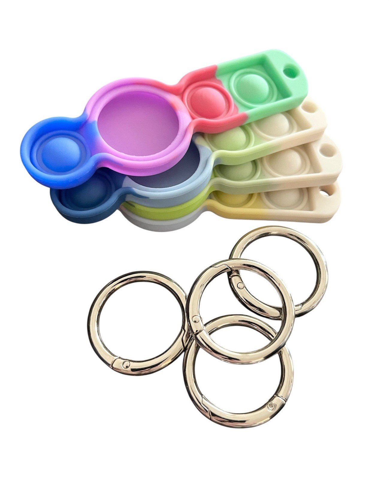 4pk Silicone AirTag Protective Cases With Pop Fidget Toy & Ring, Multi-color
