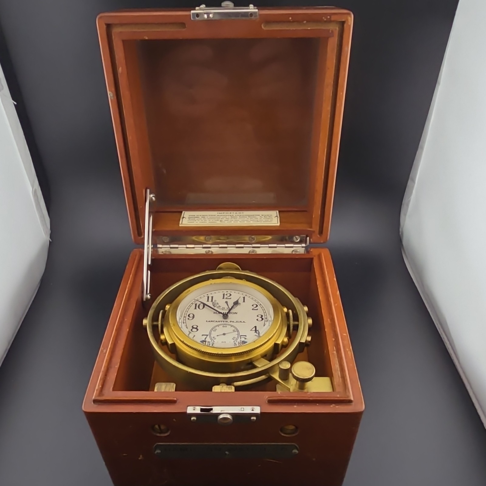 Hamilton WWII US Navy Chronometer Model 22  in Wooden Box