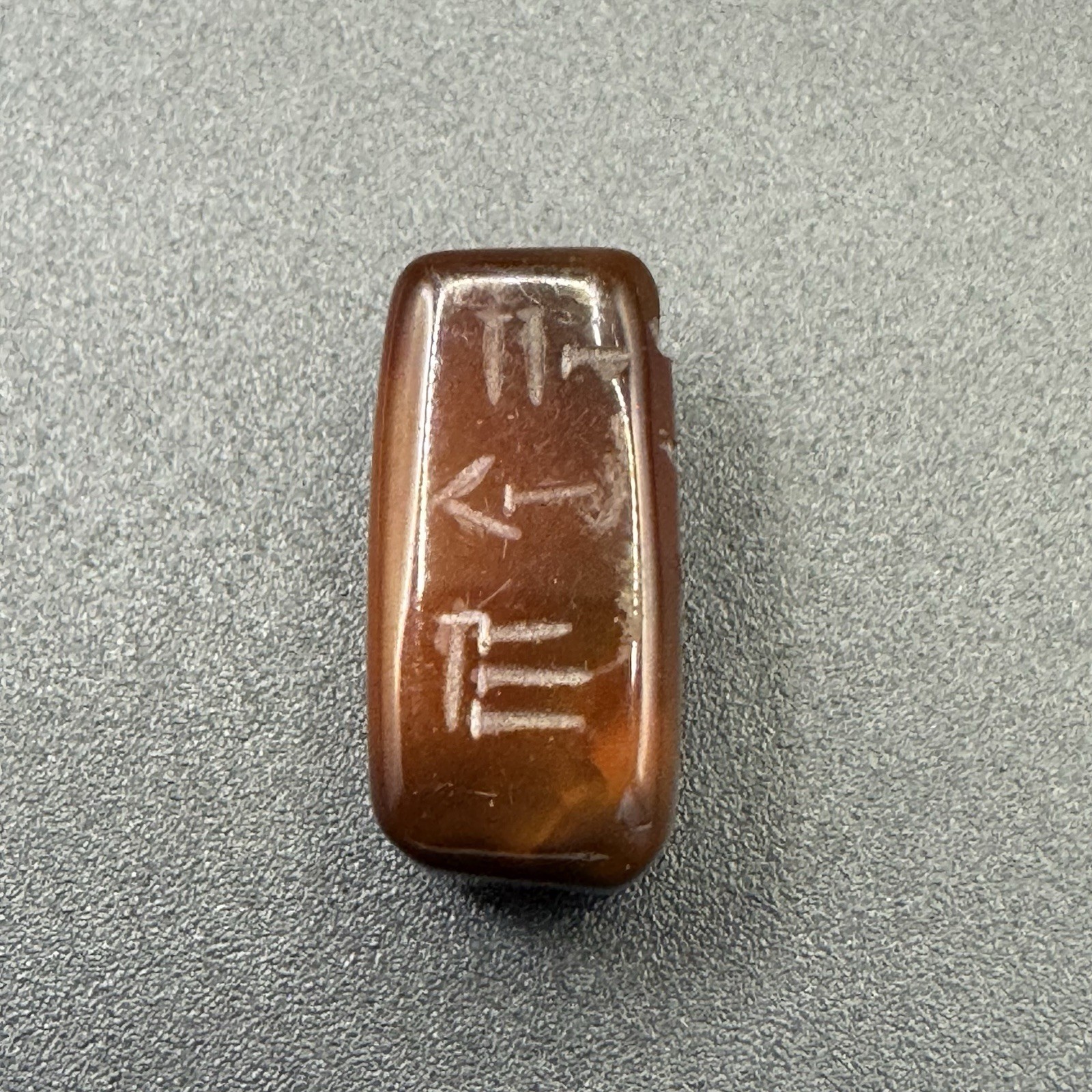 Ancient Near Eastern Roman Stone Seal Bead with Inscription in good Condition