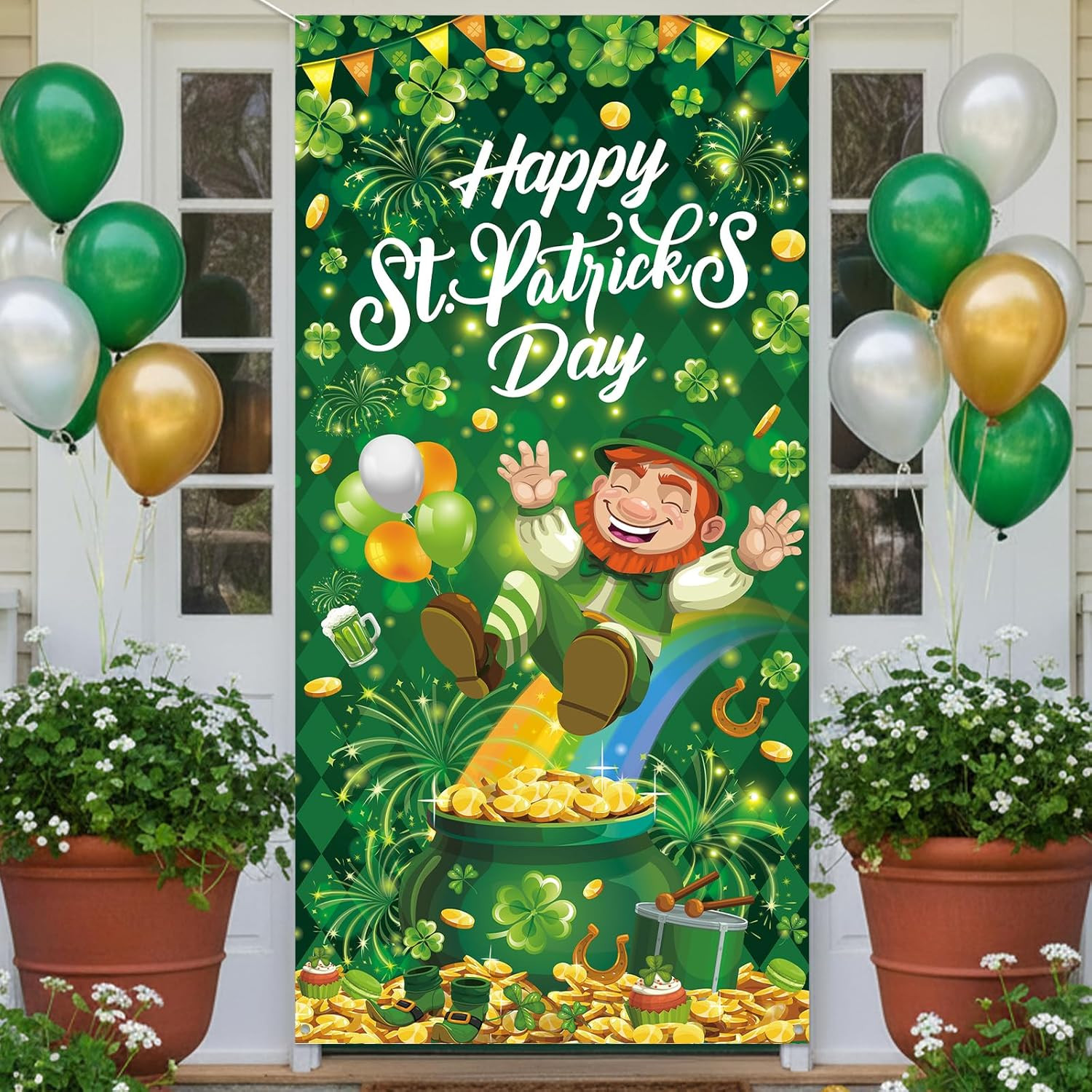 St Patricks Day Door Cover Decorations Happy St Patricks Day Banner 71x35in Luck