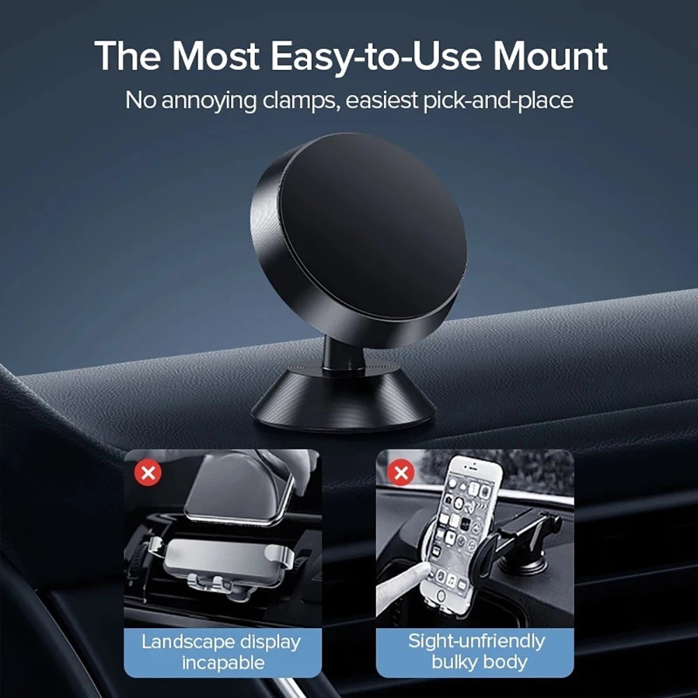 Magnetic Car Mount Phone Holder 360° Adjustable iPhone 15 14 Samsung Xiaomi