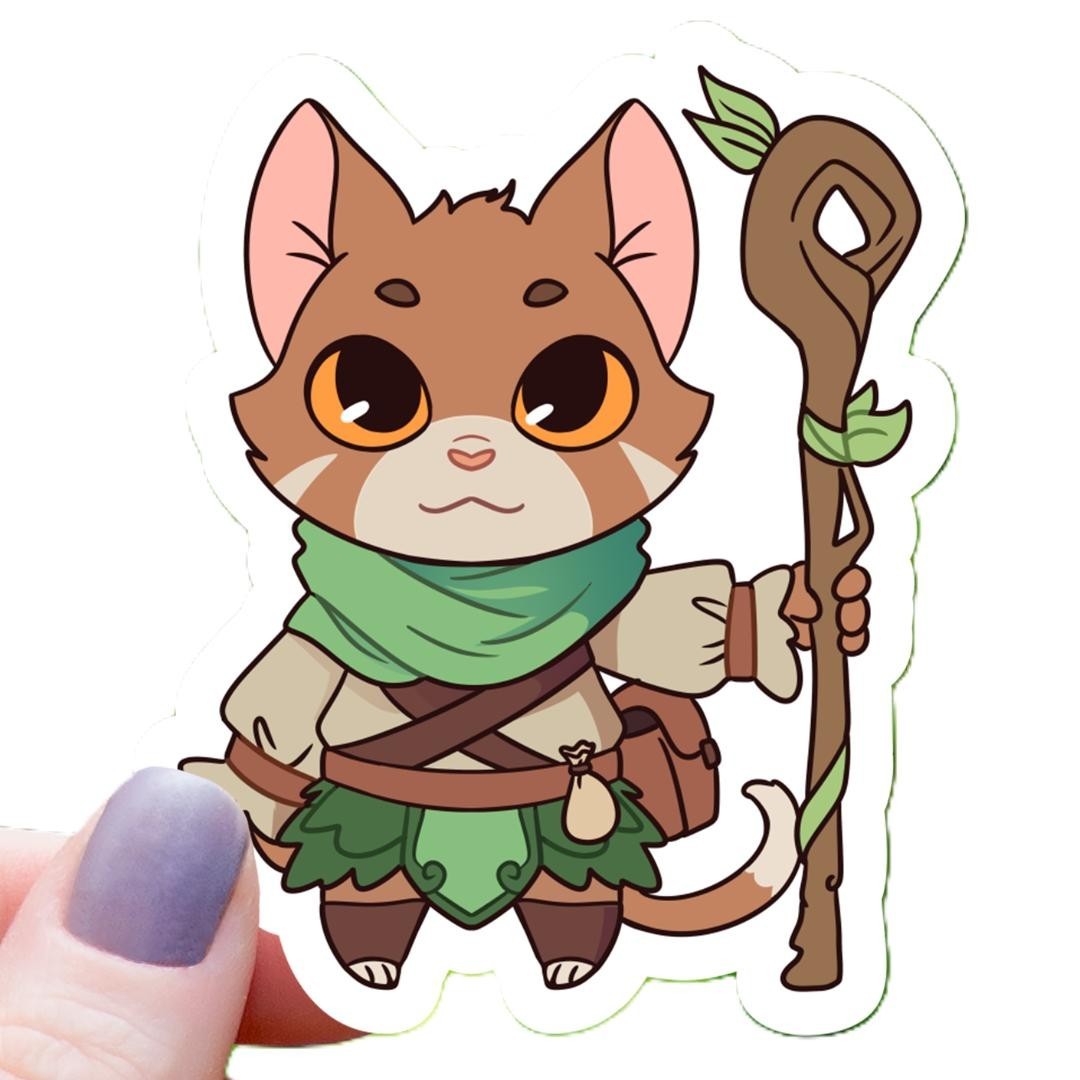 Cat Druid Class RPG Inspired Sticker - 3" Waterproof Vinyl Decal