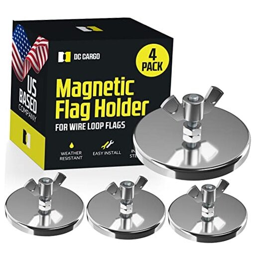 DC Cargo Flag Magnet for Trucks (4 Pack) Used for Mesh Safety Oversize Flag 