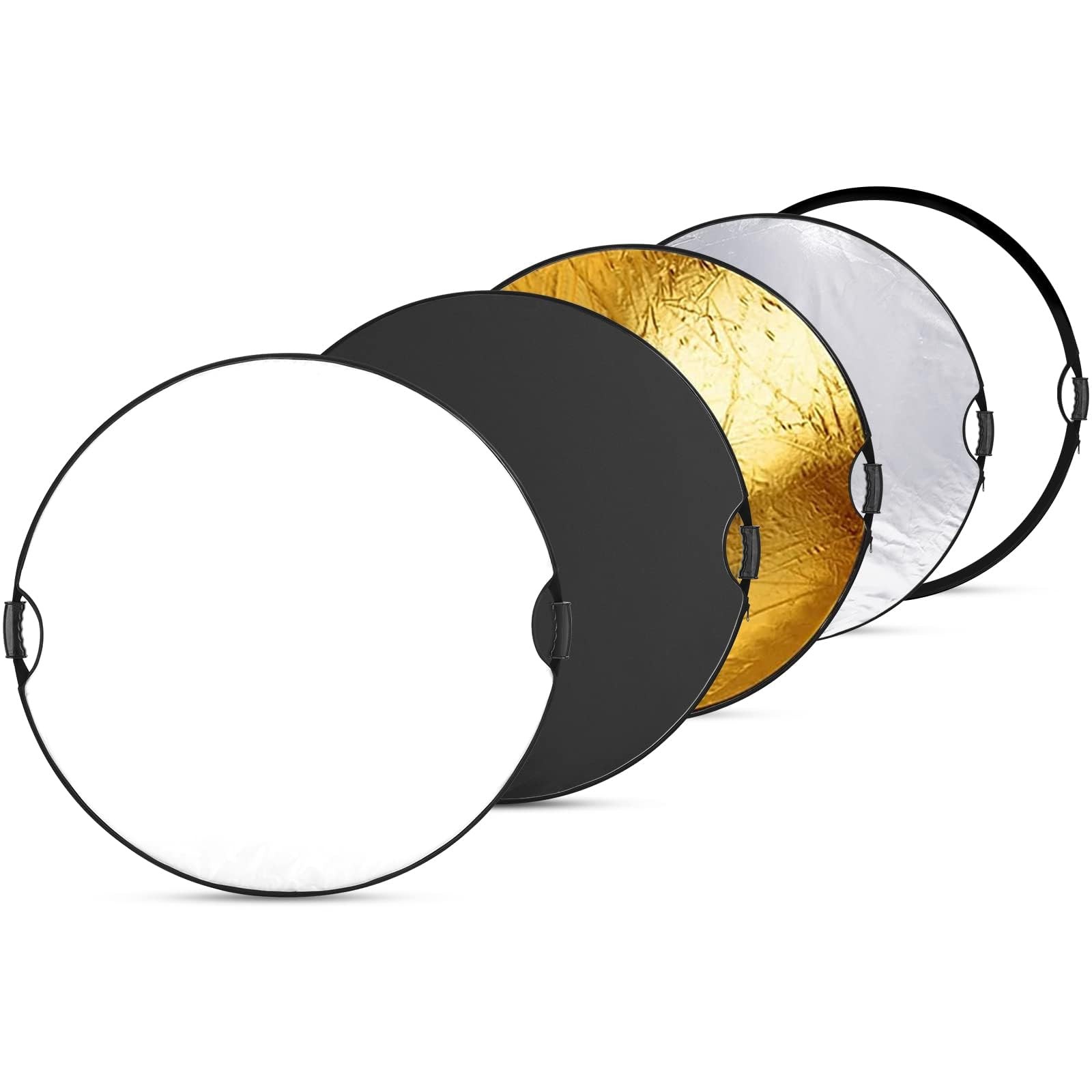 5-in-1 Collapsible Photography Reflector Kit, 110cm (43") Round with Dual Han...