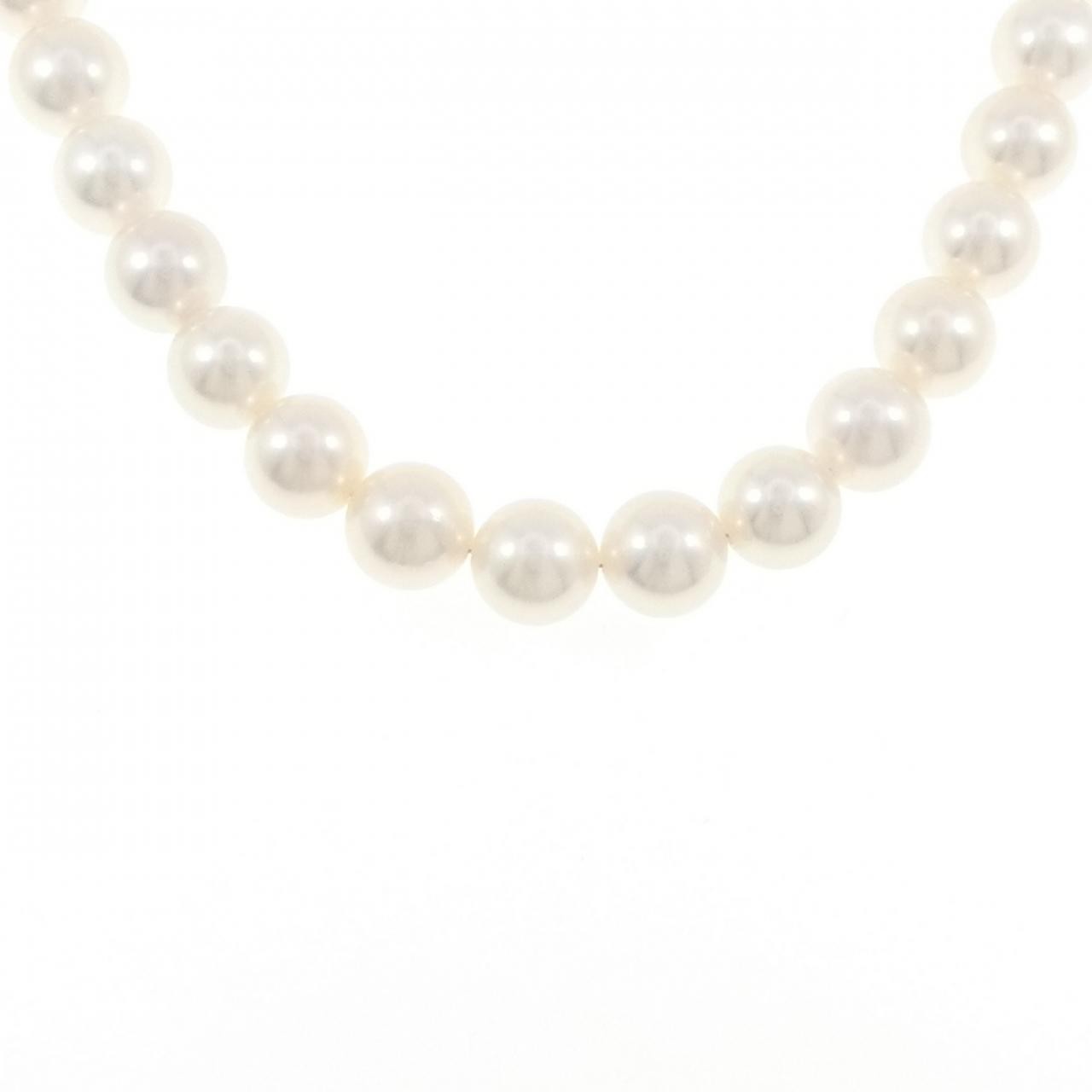 Authentic Silver Clasp Akoya Pearl Necklace 9-0.4" #230-000-077-9462