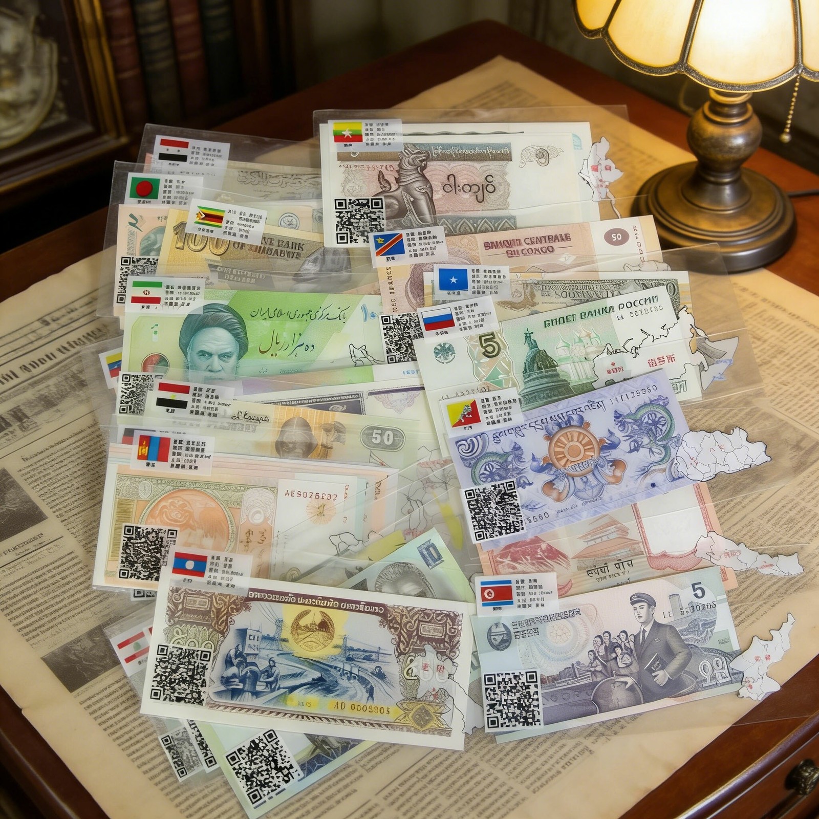 52pc Assorted World Banknotes | Uncirculated Foreign Paper Money Lot | Perfect
