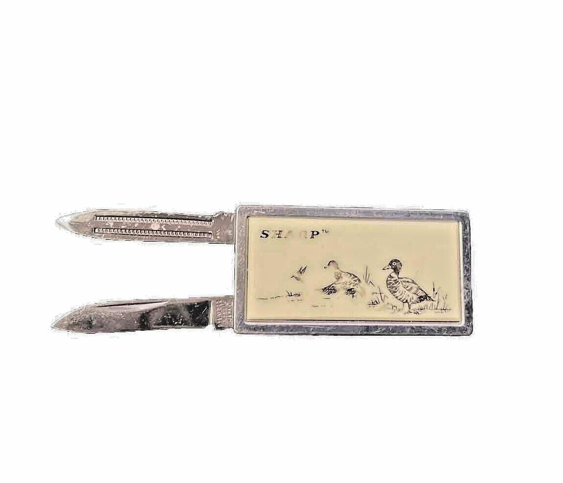 Sharp Pocket Knife Ducks Money Clip Nail File Mallard Stainless Steel Japan Men*