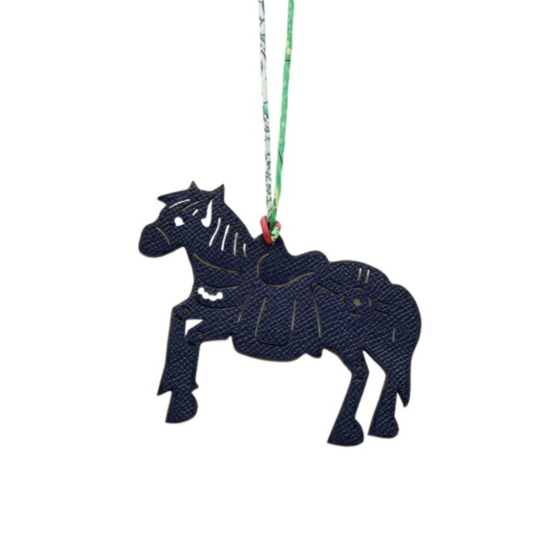 Hermes Petit Ash (Horse) Charm Leather Navy x Brown Beige Other Used YUKI-0
