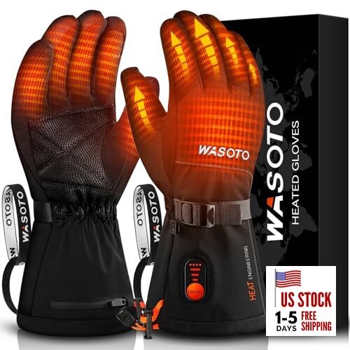  Heated Gloves for Men Women 7.4V Battery 22.2WH Rechargeable Medium Pure Black