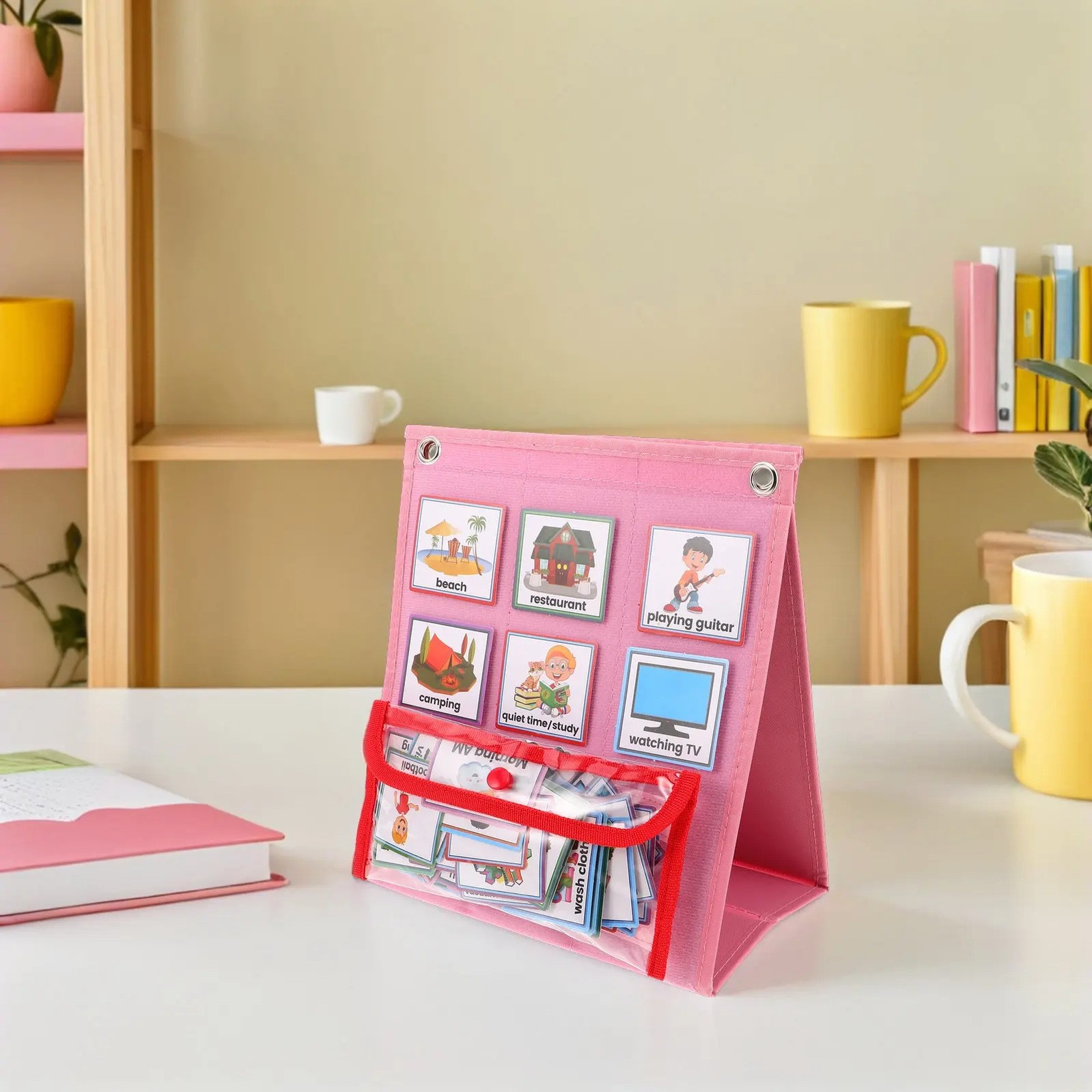 Childrens Visual Schedule Pink Toddlers Weekly Planner Board Cards Daily