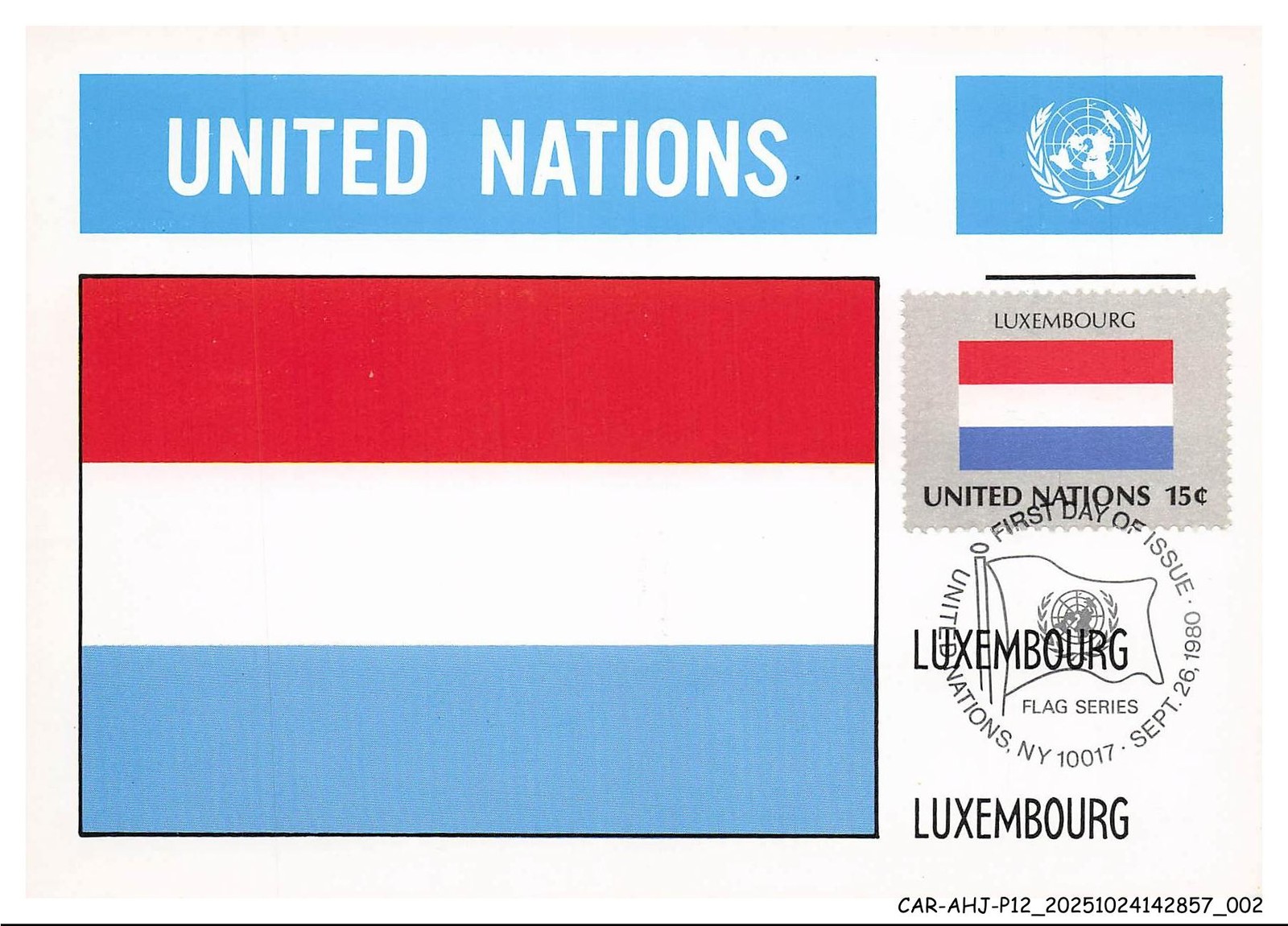 CAR-AHJP12-0534-CARD-MAXIMUN - LUXEMBOURG - United Nations - 1980