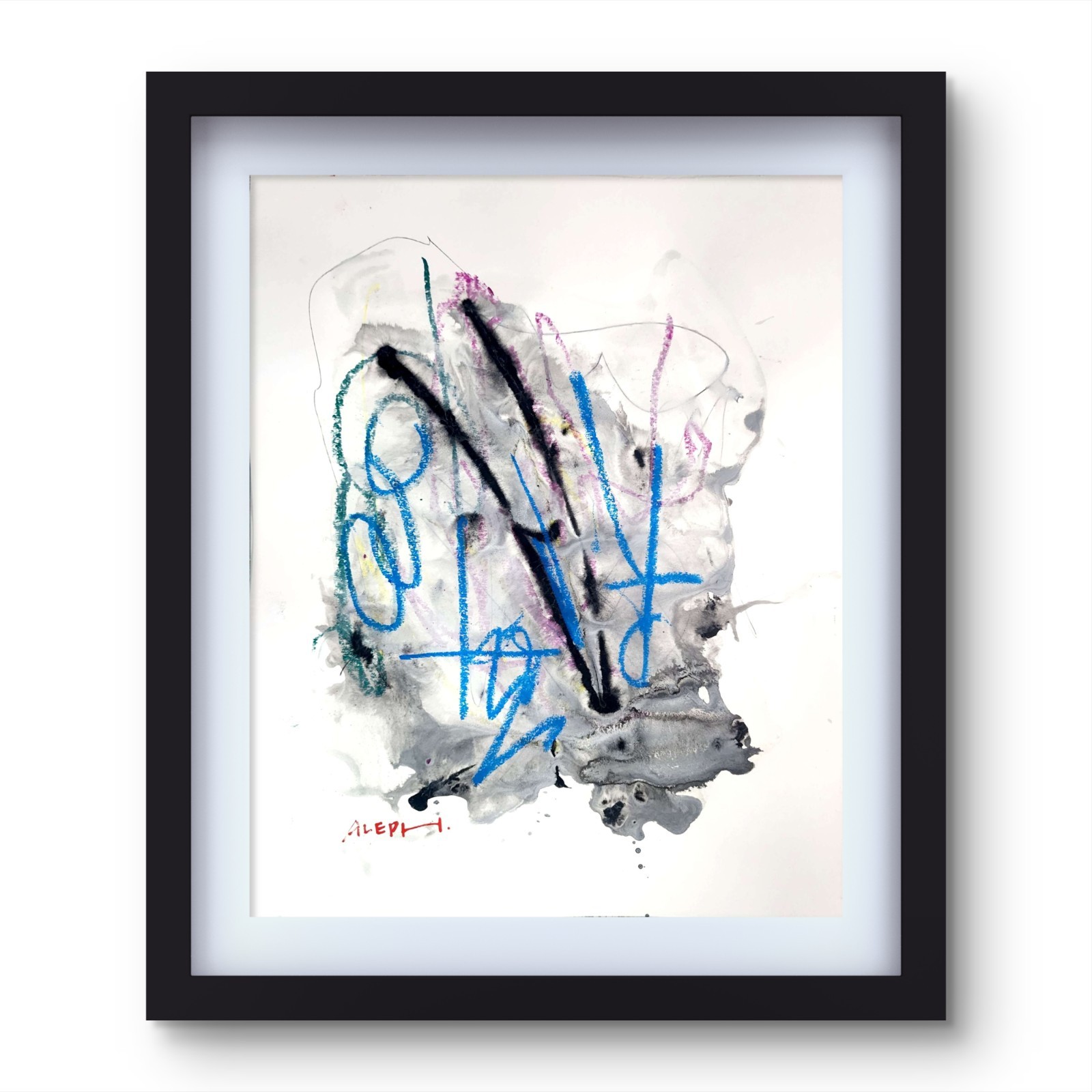 Aleph Original Art 14x11 Abstract Expressionist Painting On Gallery Paper