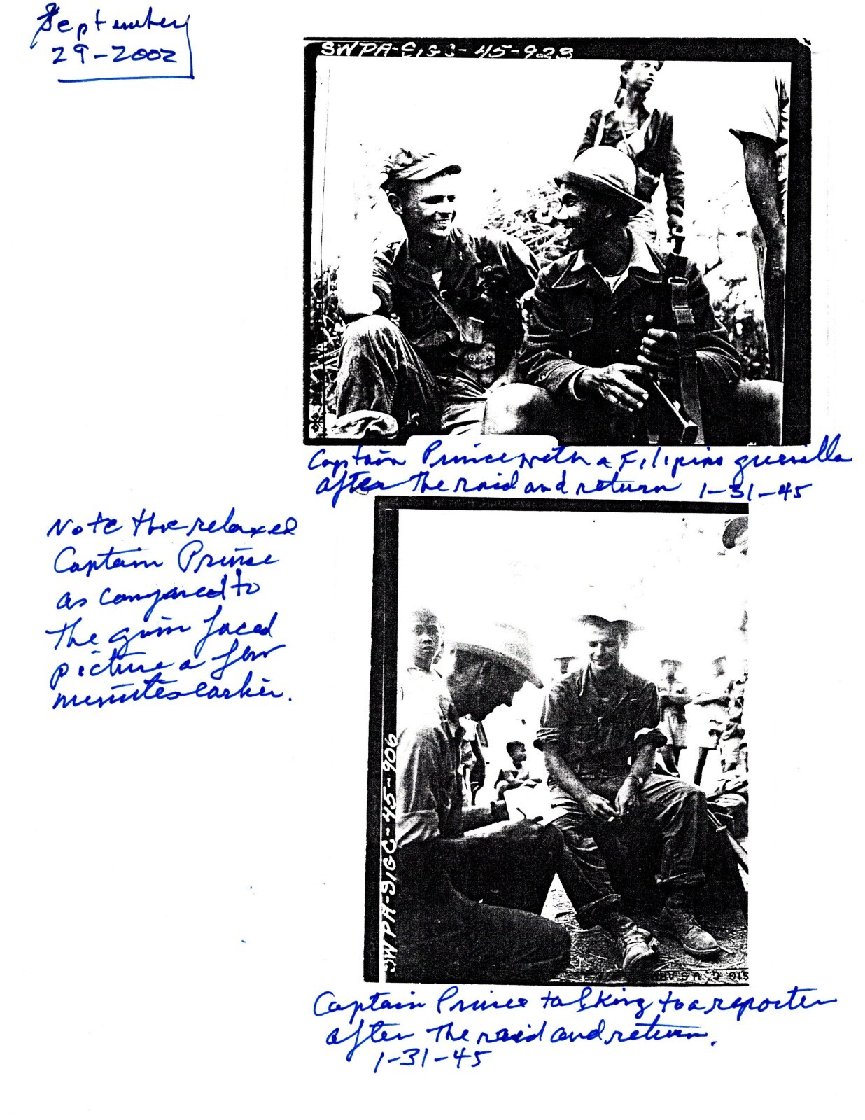 Robert Prince WWII 6th Ranger “Ghost Soldier” Bataan Raid Hand-Signed 3 Times