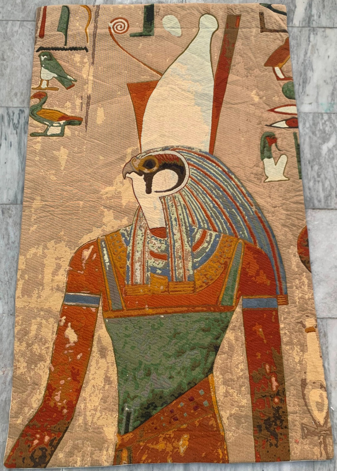 Vintage Egyptian Tapestry: Medieval Pictorial, Cozy Wall Decor 2x4 ft Free Ship