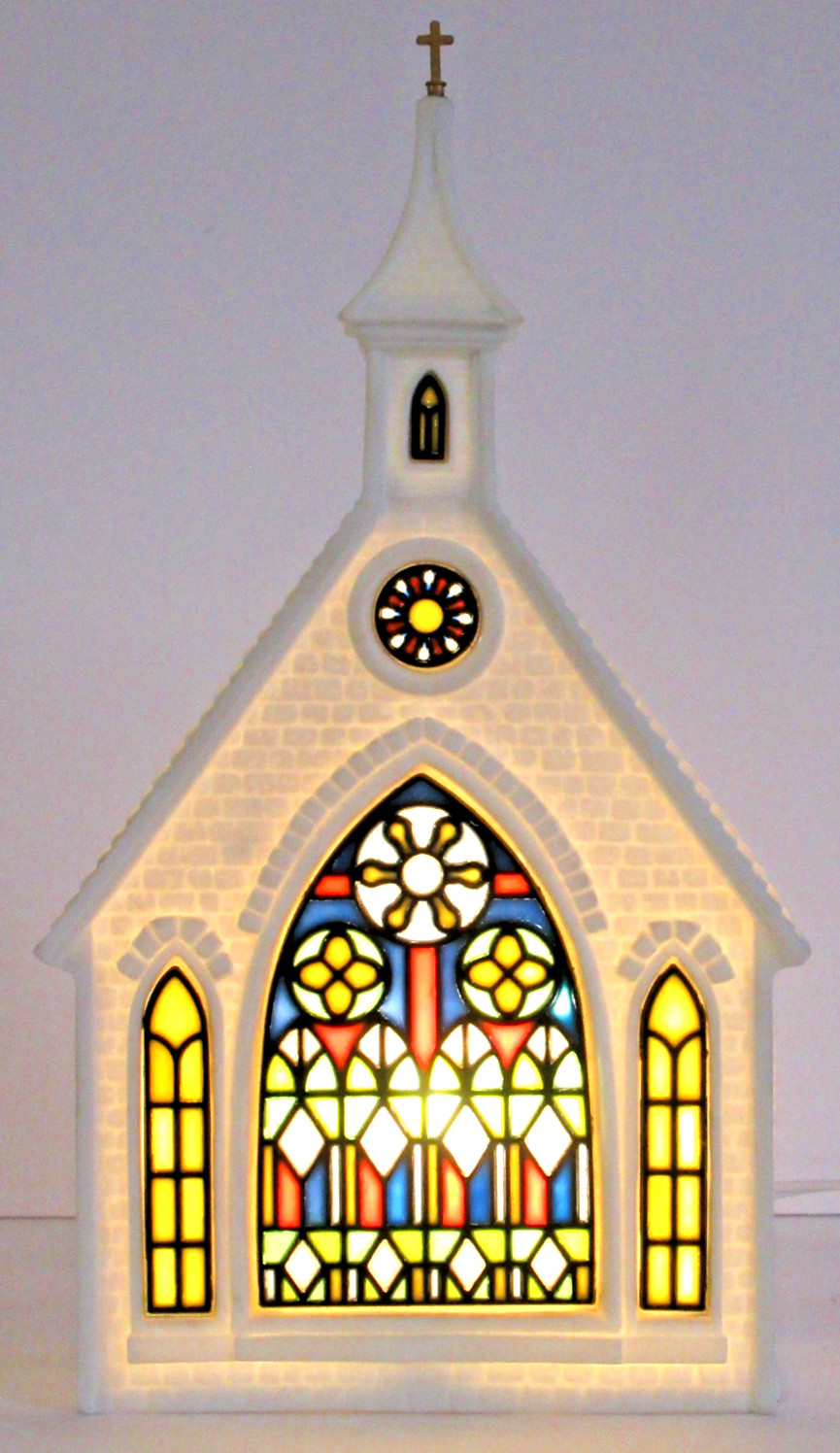 DEPT 56: SILHOUETTES "GOOD TIDINGS CHURCH" ~ (11" TALL) ~ *STAINED GLASS* RARE!!