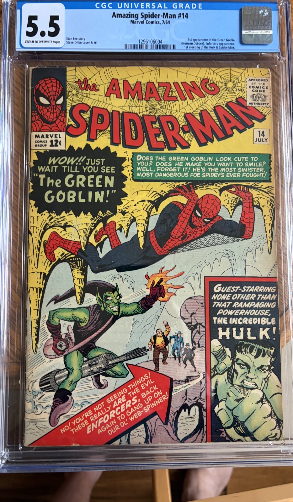 Amazing Spider-Man #14 1964 CGC 5.5 FN 1st App of Green goblin