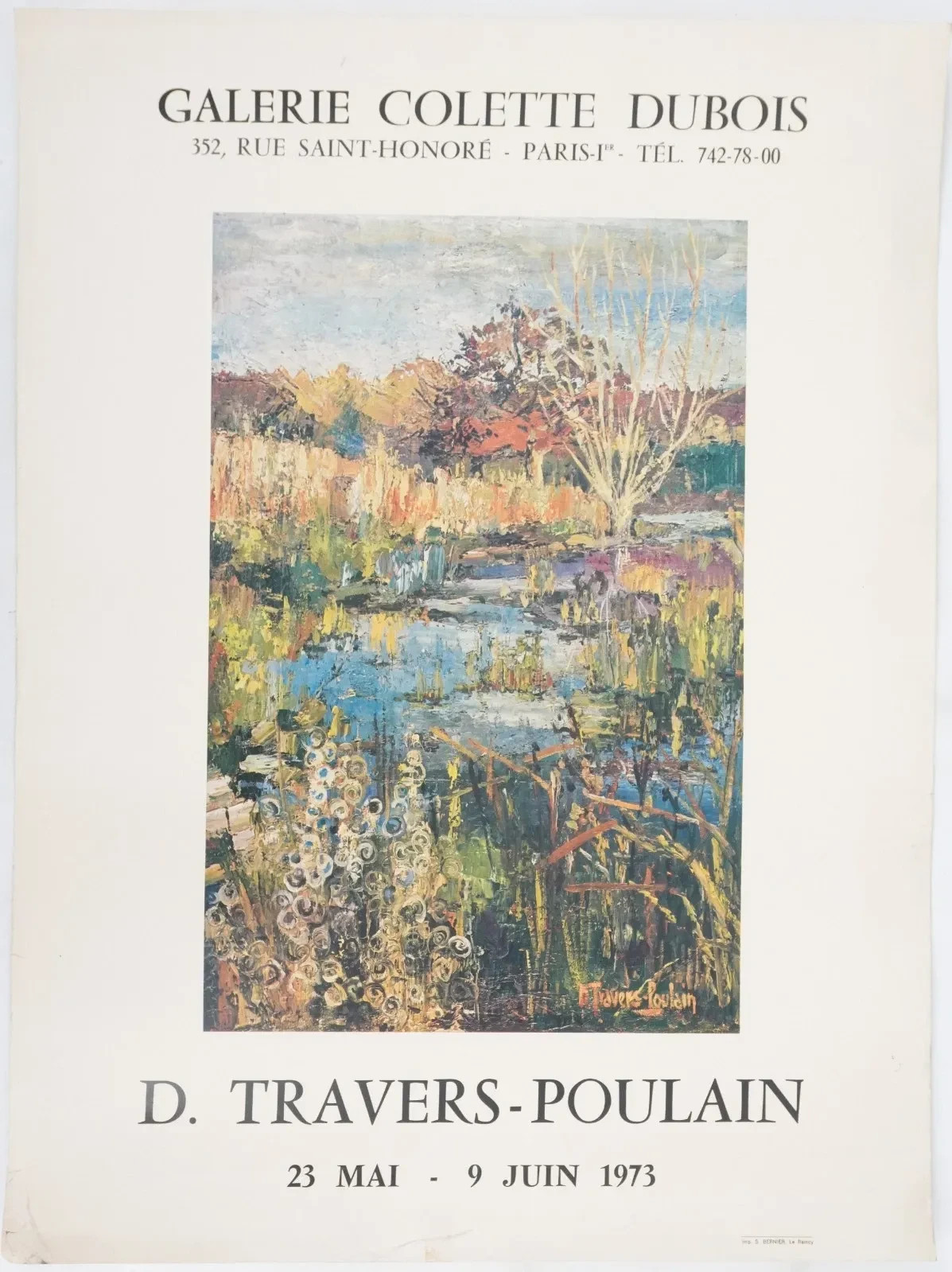 [ART POSTER] D. TRAVERS-POULAIN: Swamp in flower #Dubois#Paris, 1973