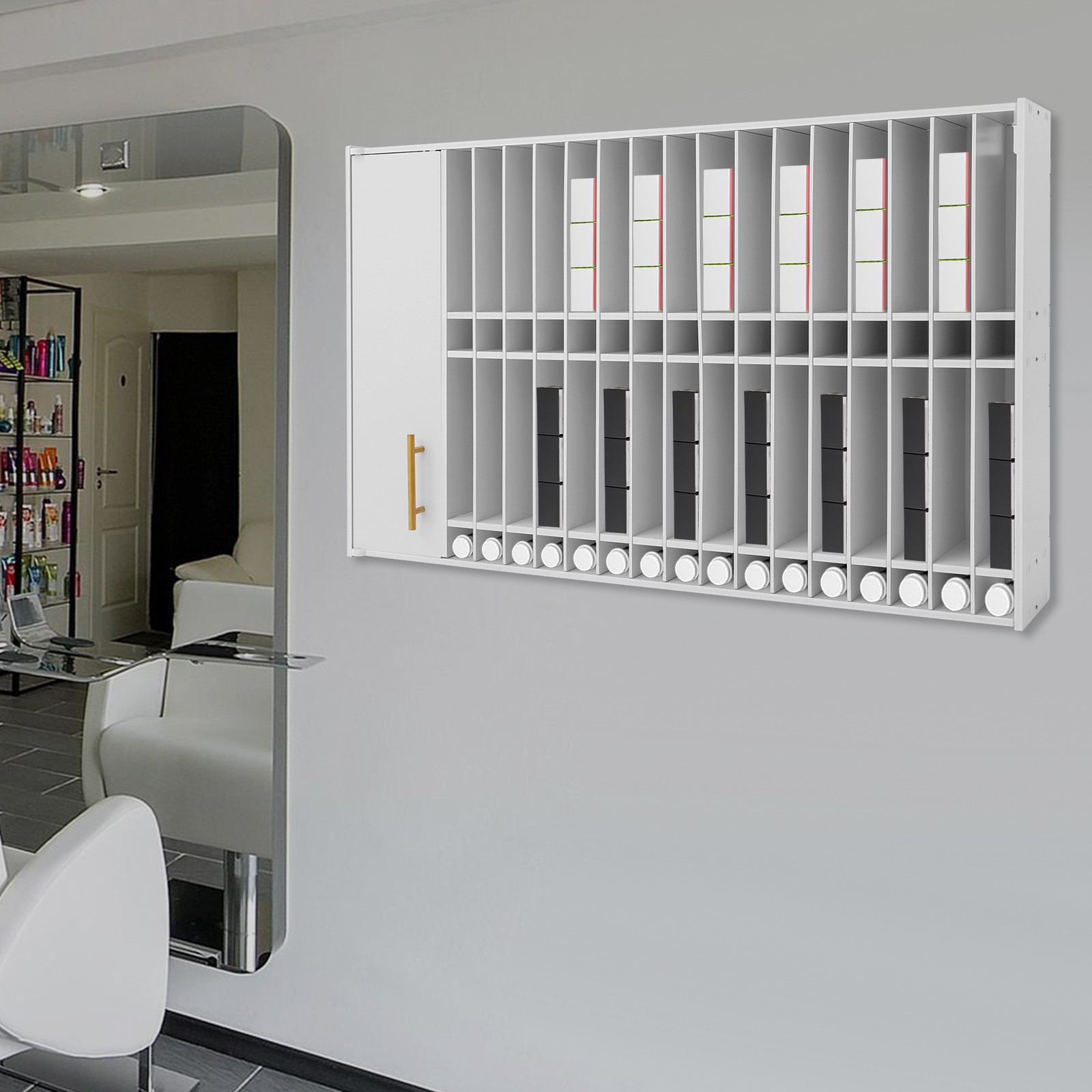 Hair Color Organizer Rack Wall Salon Hair Color Tube Storage Cabinet for Display