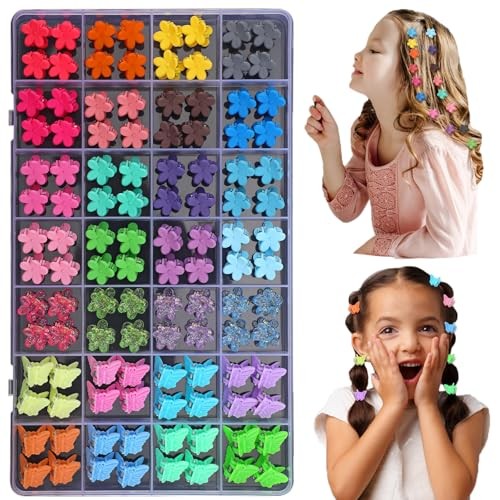 112 Pcs Baby Hair Clips - 28 Color Mini Flower and Butterfly Clips Multicolor