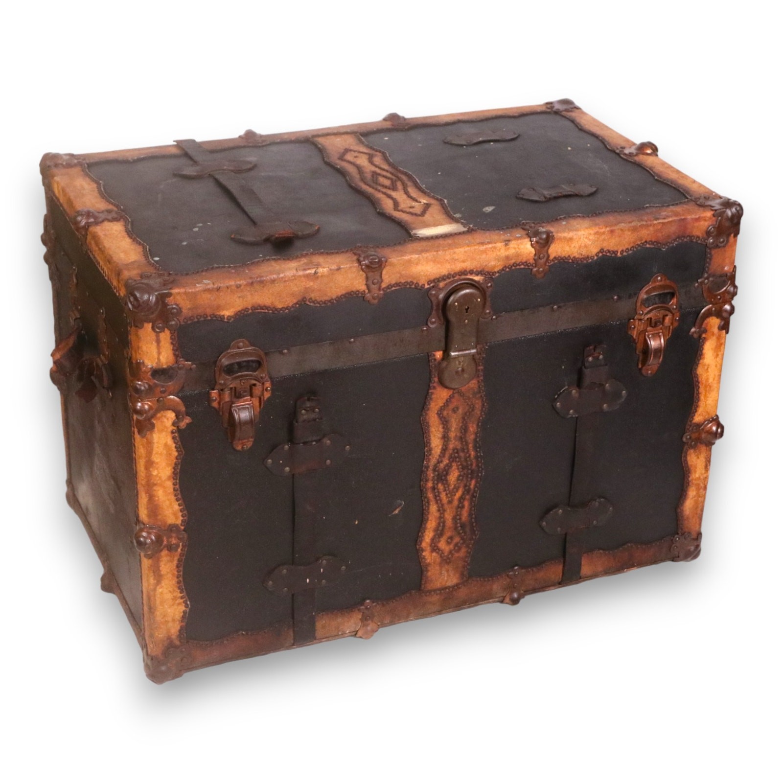 AE Meek Trunk Co Western Studded Leather Tray 36x24x21 Colorado Antique 1910's