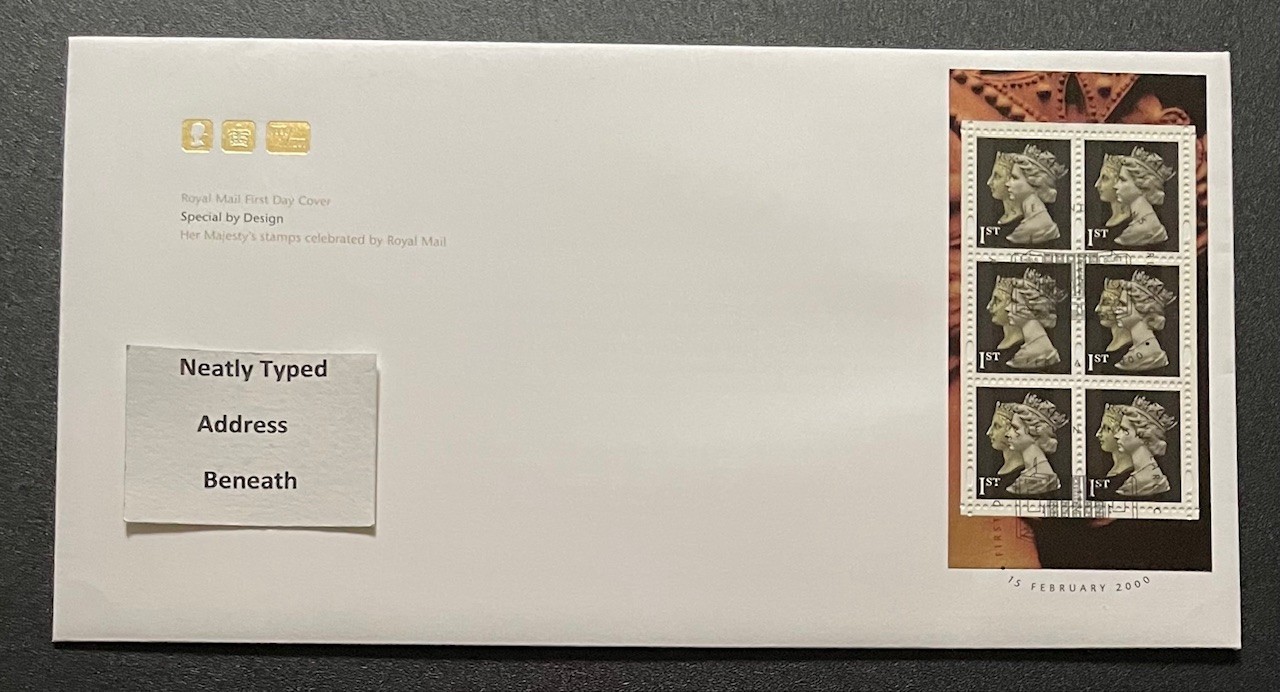 2000 Special by Design DX20 Prestige Booklet Pane RM FDC. With London SW5 SHS.