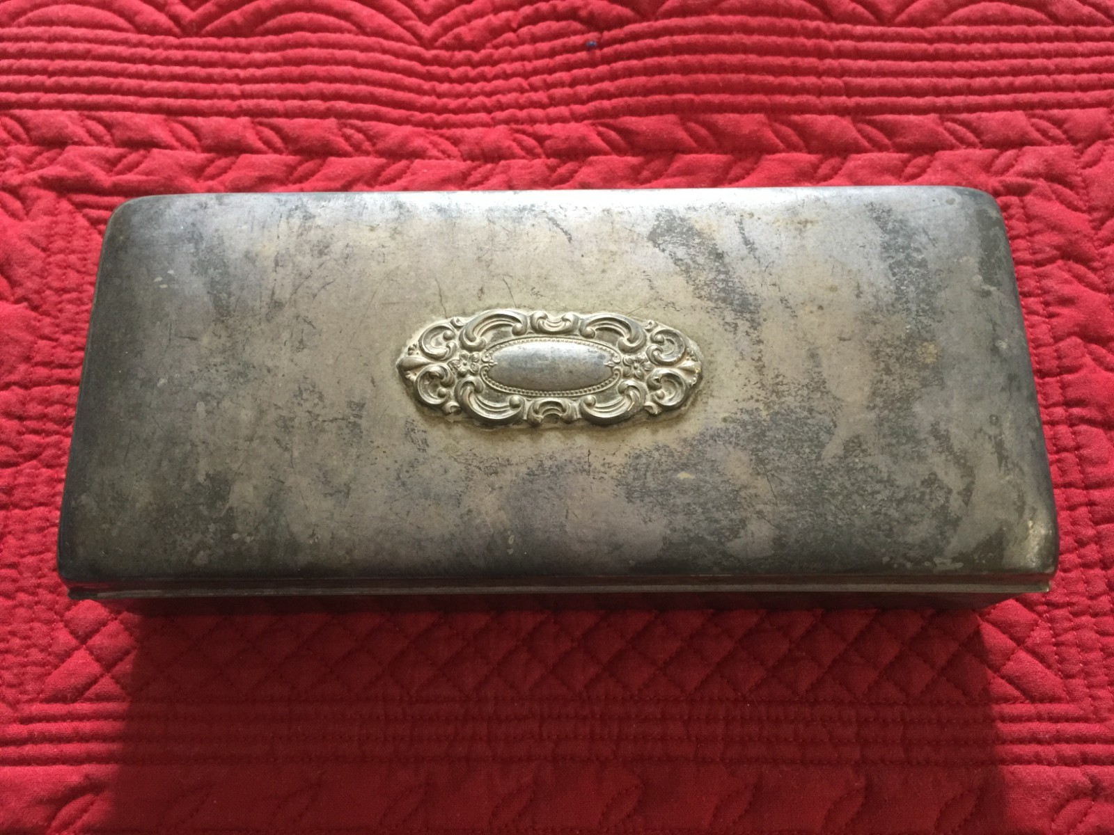 Jewelry Box Towle Sterling Sliver Plated Blue Velvet 7-3/8 x 3-1/4 x 2 inches