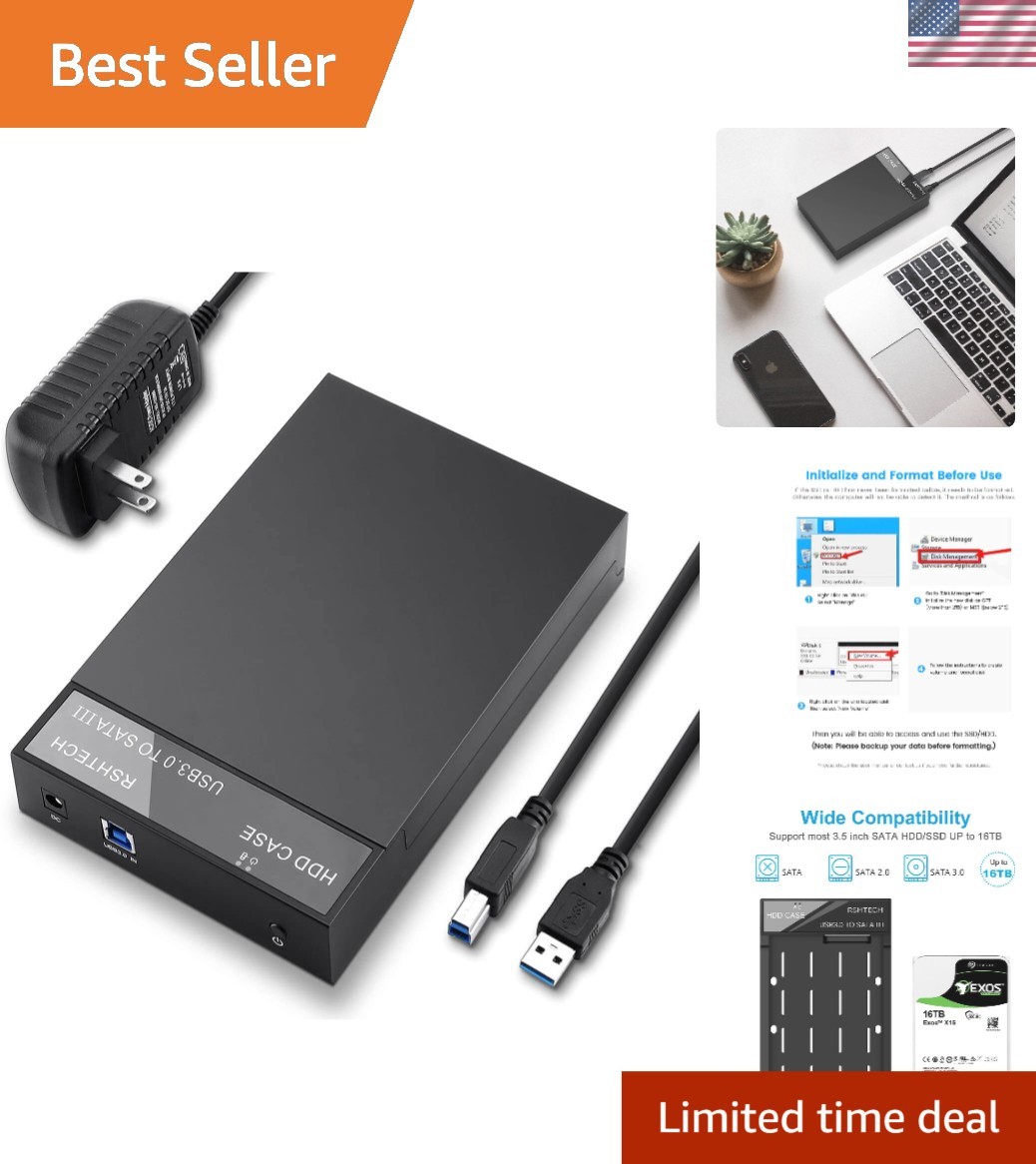 Durable 3.5" SATA Hard Drive Dock with LED Indicator - Supports UASP Technology