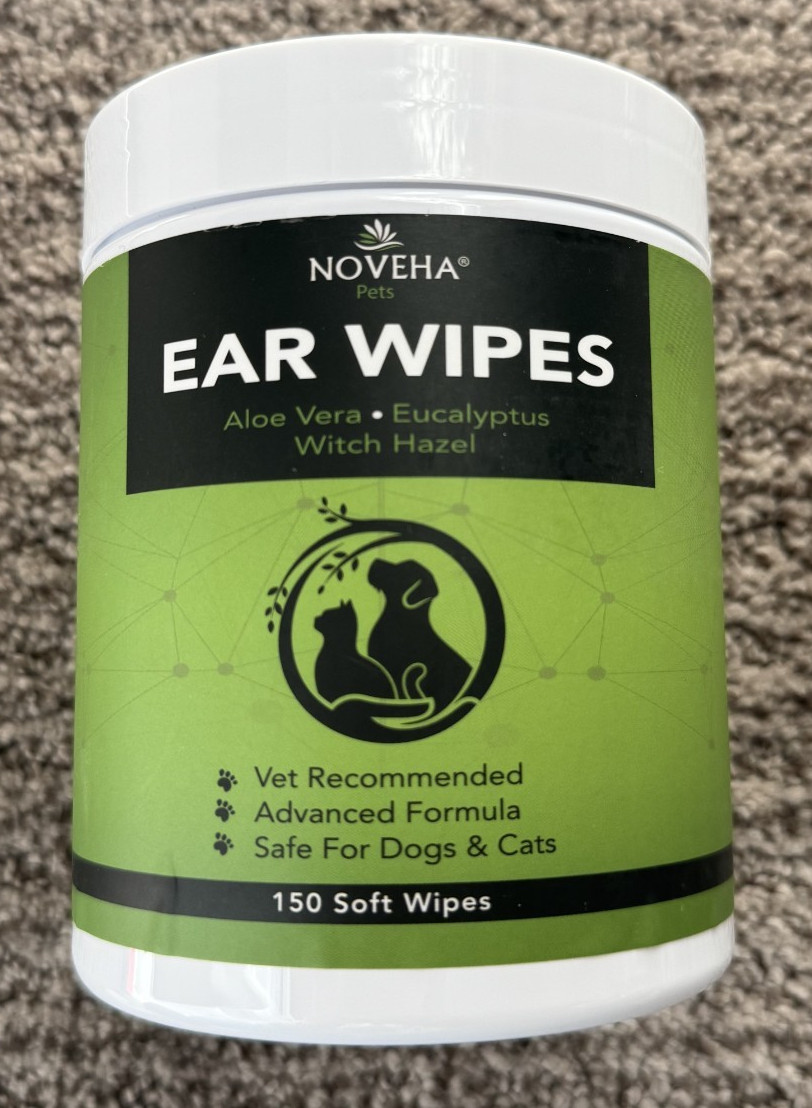 NOVEHA Pets 150 Wipes Dog Ear Cleaner Wipes, Daily Ear Cleaner for Dogs & Cats