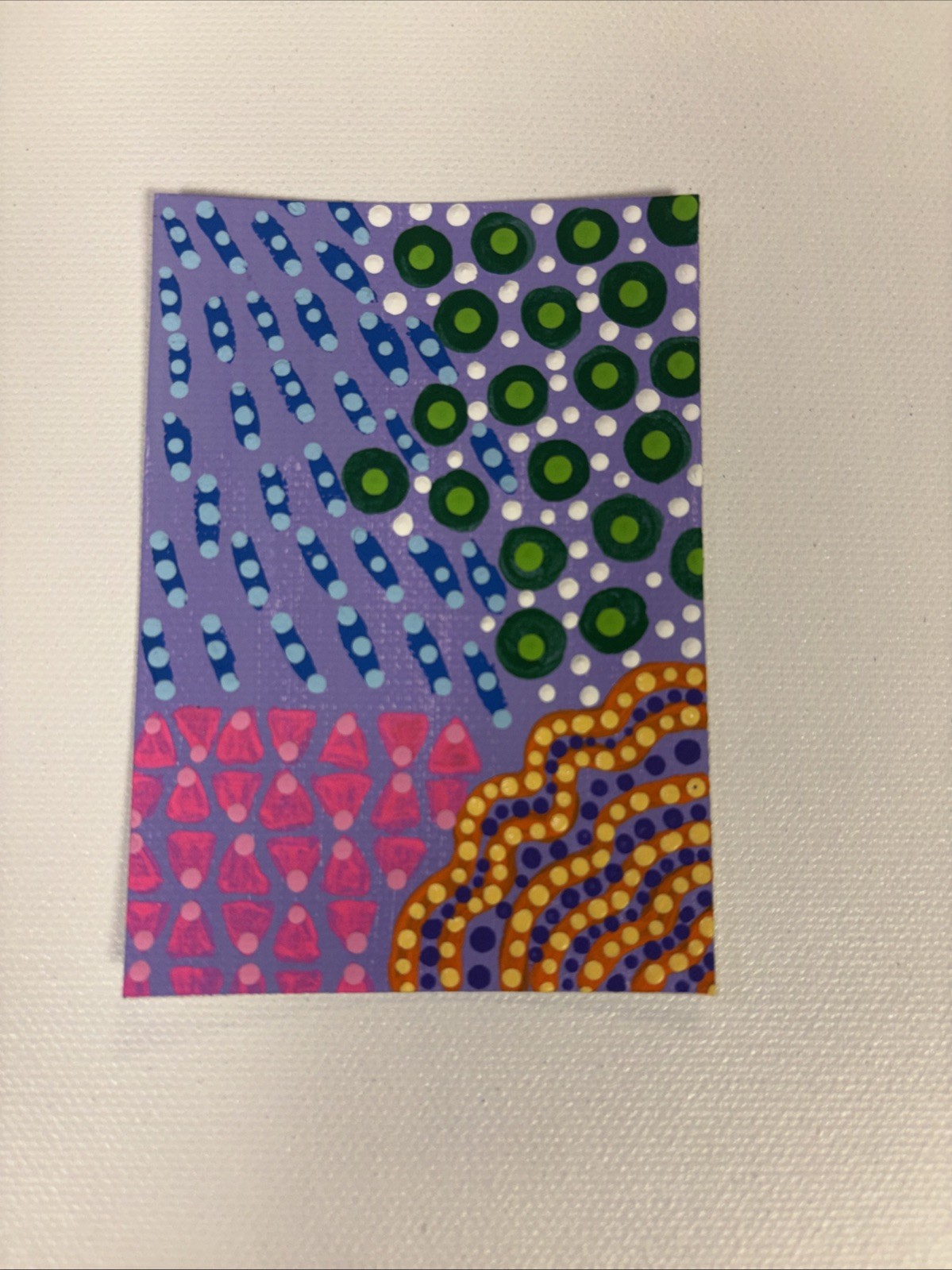 ACEO Art Card Original Acrylic On Canvas, 2.5 x 3.5, Abstract, FUN Colorful