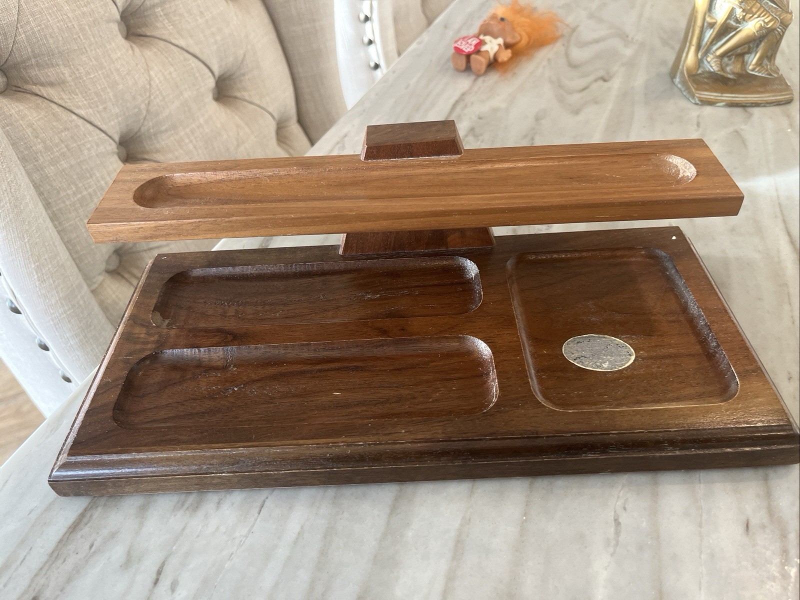 VTG Walnut Wood Valet/Desk/Display Stand