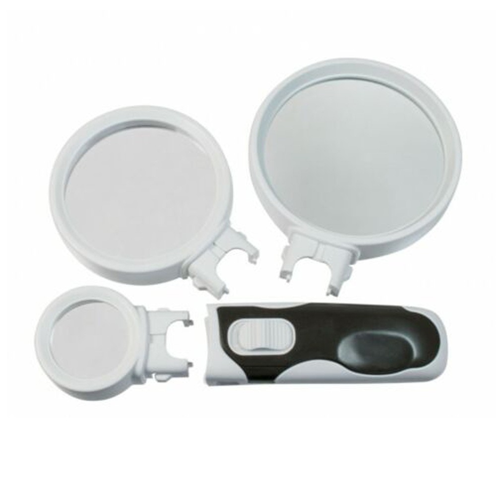 2.5X/5X/16X Magnifying Glass Hand Held Zoomer Magnifier With 2LED Lights Loupe