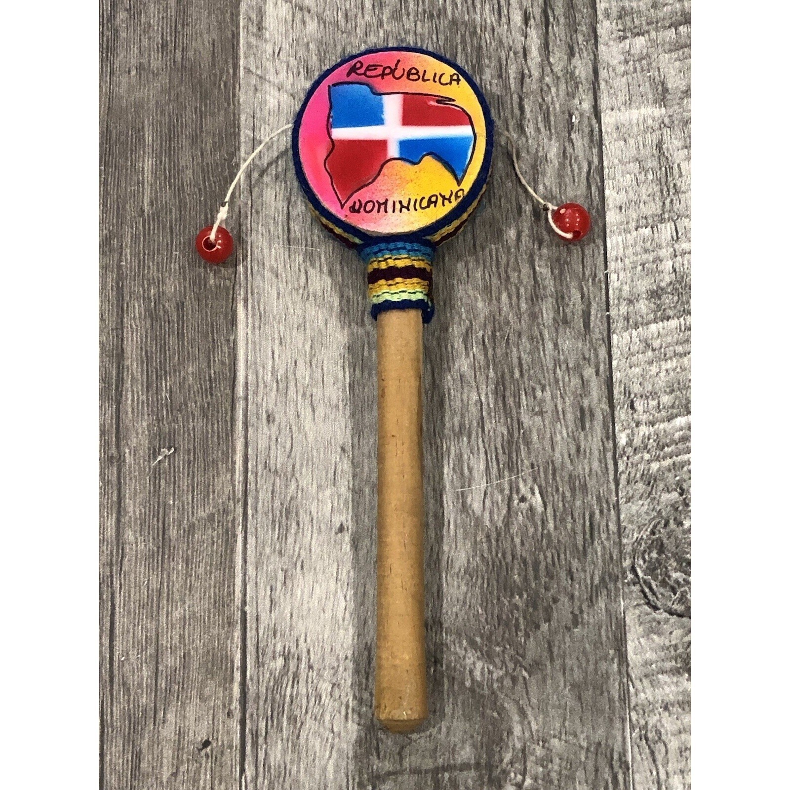 Hand Held Spinning Drum Republica Dominicana Sea Lion Seal - Handmade