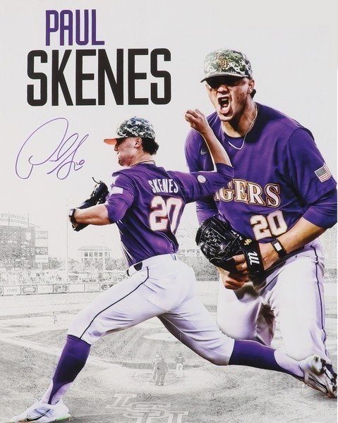 REPRINT - PAUL SKENES LSU Tigers Signed Pittsburgh Pirates 8x10 Photo RP