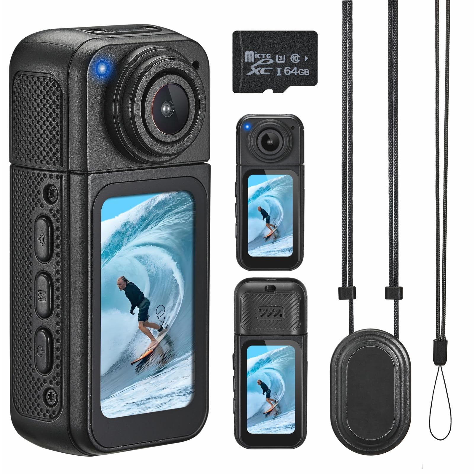 Mini Body Camera with 64GB Storage, 1080P Pocket Video Recorder Black 