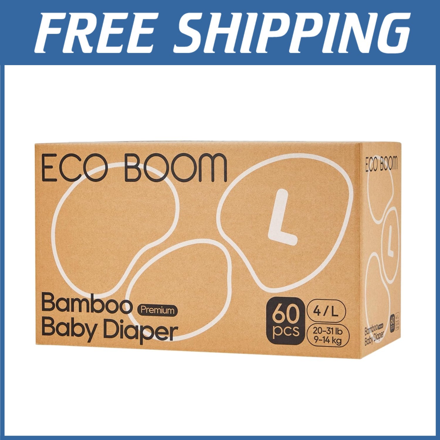 Super Absorbent Bamboo Diapers for Infants - Size 4, 60 Ct