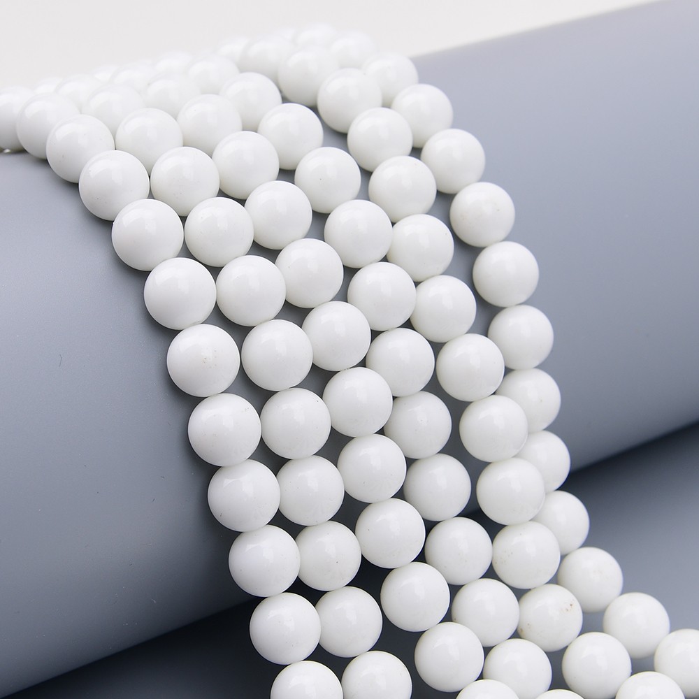12mm Natural White Porcelain Smooth Round Loose Beads 14.5'' Strand Jewelry DIY