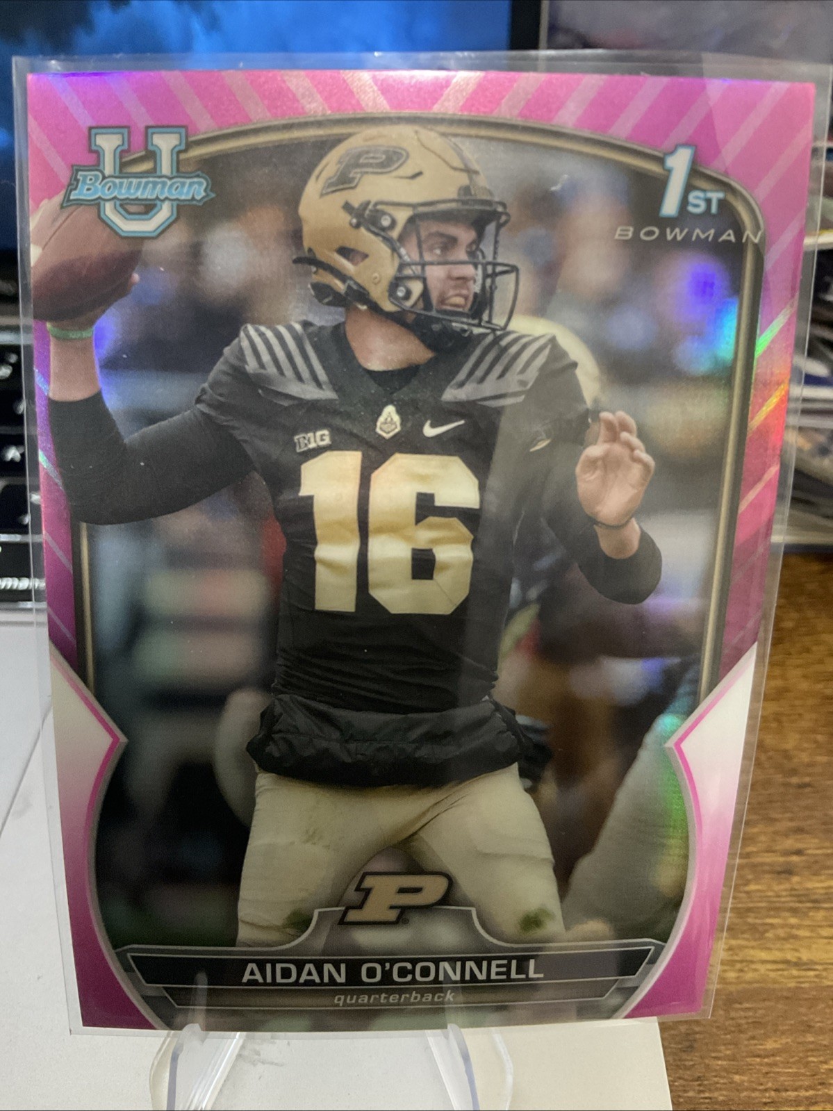 Aidan O'Connell #60 2022 Bowman University Chrome Pink Refractor Purdue