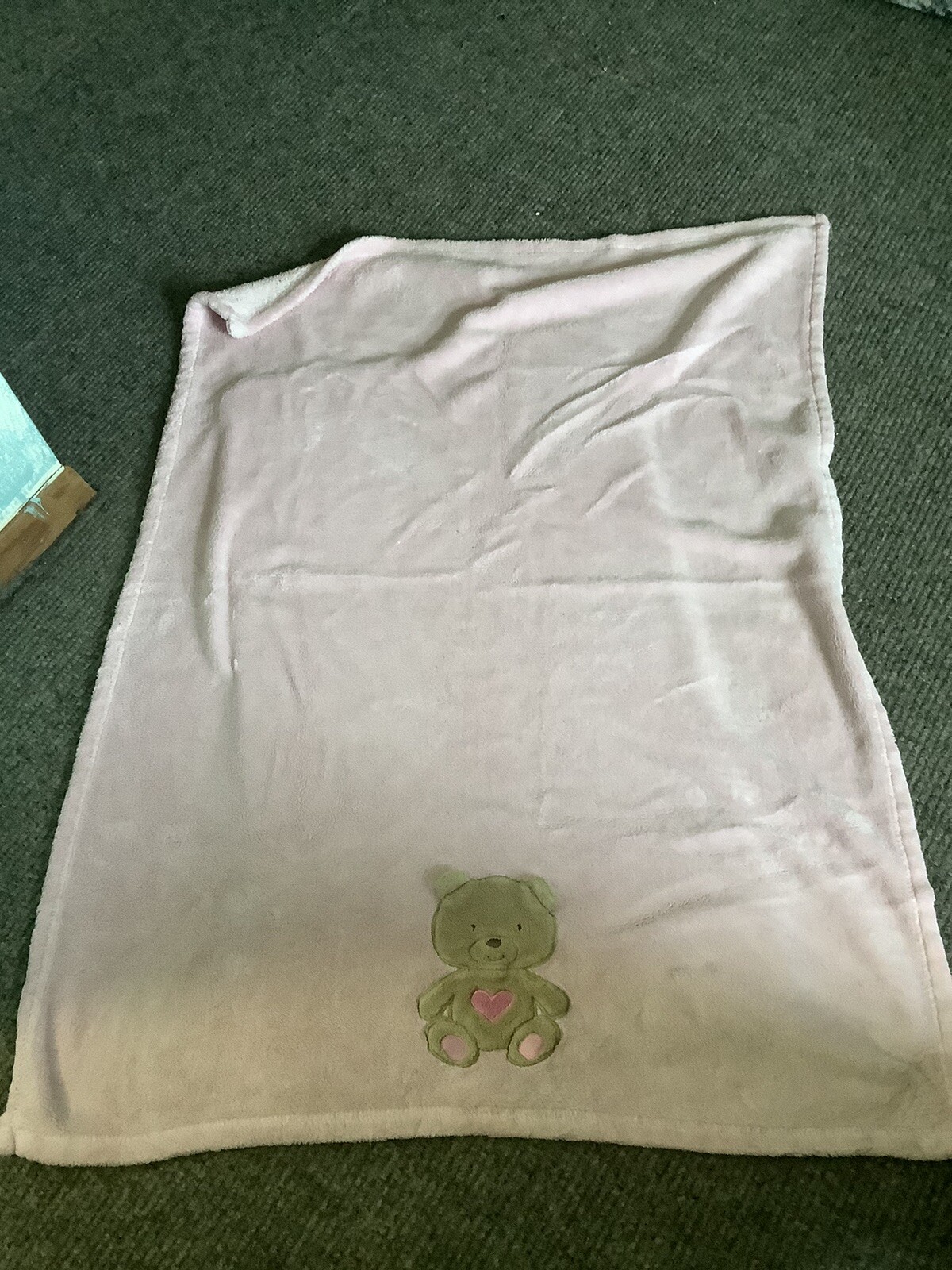 Baby Starters Pink Tan Bear Blanket Heart Soft Security Lovey 30x40"