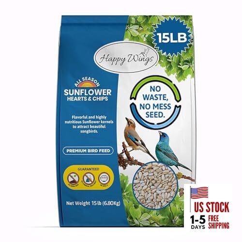  Sunflower Hearts & Chips Bird Food 15 lbs No Mess, No 15 Pound (Pack of 1)