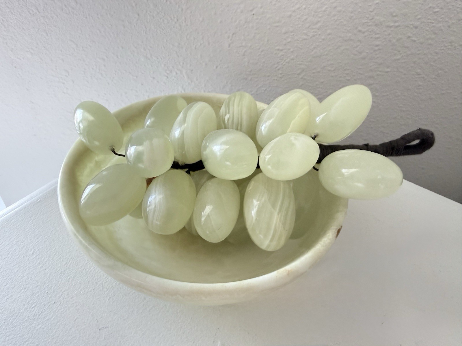 Stone Grape Cluster With Matching Bowl | Bendable Stems