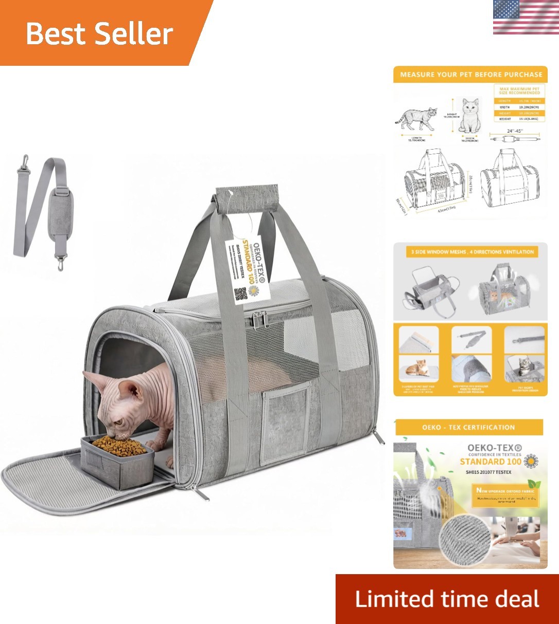 Pet-Friendly Travel Carrier - Durable, Breathable & Collapsible for Easy Storage
