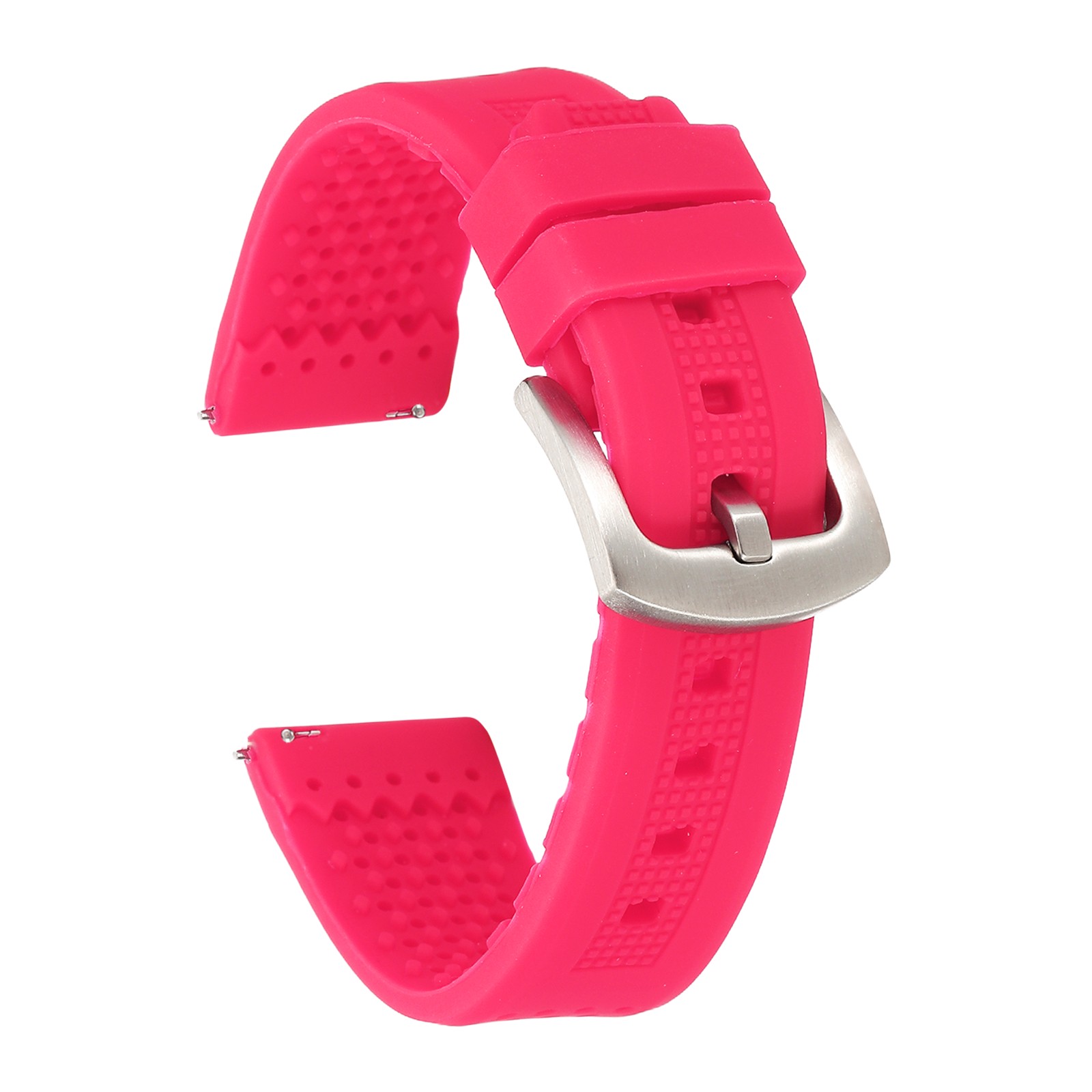 Silicone Watch Bands 20mm Soft Watch Bands with Silver Buckle, Pink
