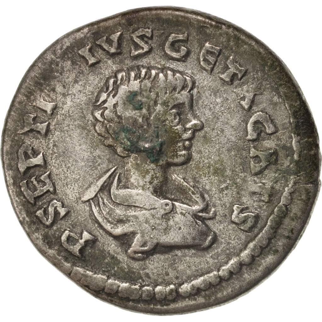 [#403364] Coin, Geta, Denarius, 202, Laodicea, EF, Silver, RIC:103