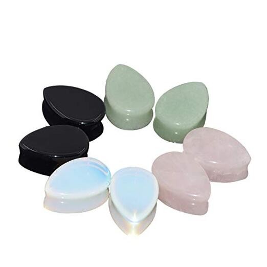 8Pcs 2g-5/8 Oversized Teardrop Ear Gauge Plugs Tunnels Saddle 00g(10mm)
