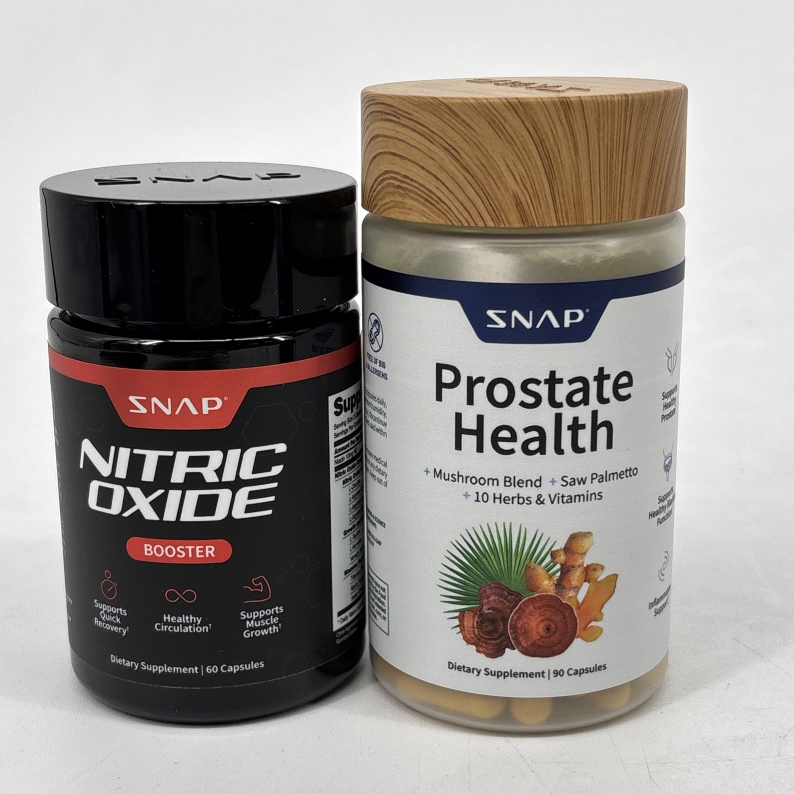 SNAP - Nitric Oxide Booster, 60 Caps & Prostate Health Supplement, 90 Caps